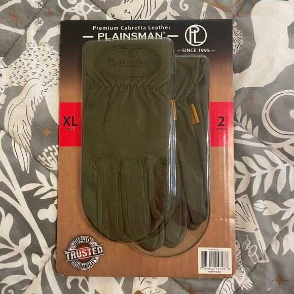 NWT box Plainsman XL premium Cabretta leather 2 pair gloves gray outdoor work - Picture 1 of 6